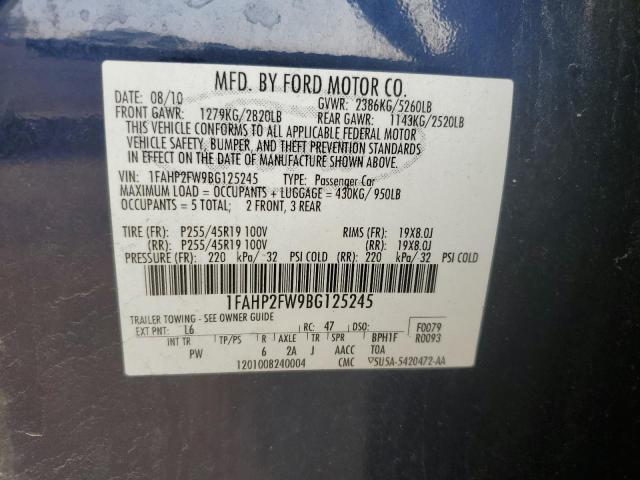 2011 Ford Taurus Limited VIN: 1FAHP2FW9BG125245 Lot: 55179563