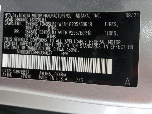 2021 TOYOTA SIENNA XSE 5TDDSKFC9MS034627