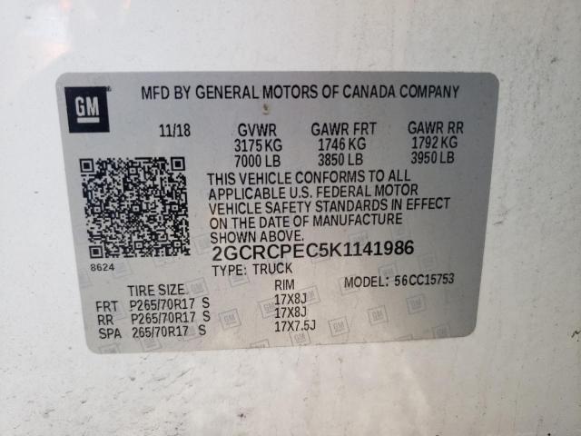 2019 CHEVROLET SILV1500 2 2GCRCPEC5K1141986