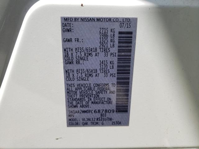 5N1AR2MM0FC687809 Nissan Pathfinder S