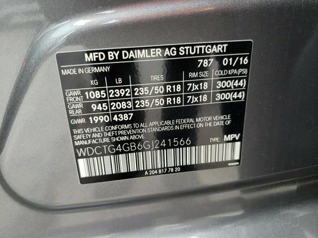 WDCTG4GB6GJ241566 Mercedes-Benz Gla 250 4matic