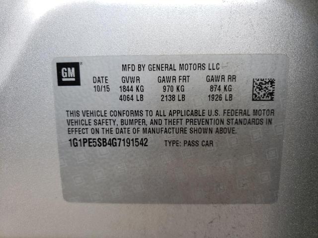 2016 CHEVROLET CRUISE LT 1G1PE5SB4G7191542