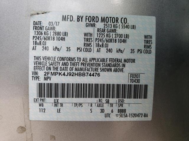 2FMPK4J92HBB74476 Ford EDGE SEL