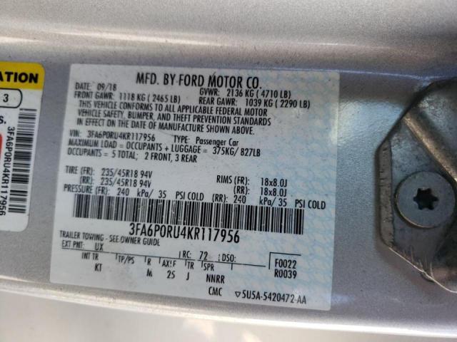 3FA6P0RU4KR117956 Ford Fusion Titanium