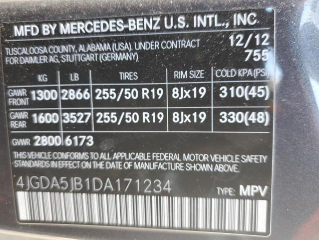 VIN 4JGDA5JB1DA171234 2013 Mercedes-Benz ML-Class, 350 no.12