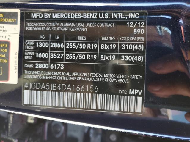 VIN 4JGDA5JB4DA166156 2013 Mercedes-Benz ML-Class, 350 no.13