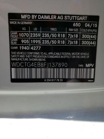WDCTG4EB8FJ137890 Mercedes-Benz GLA 250