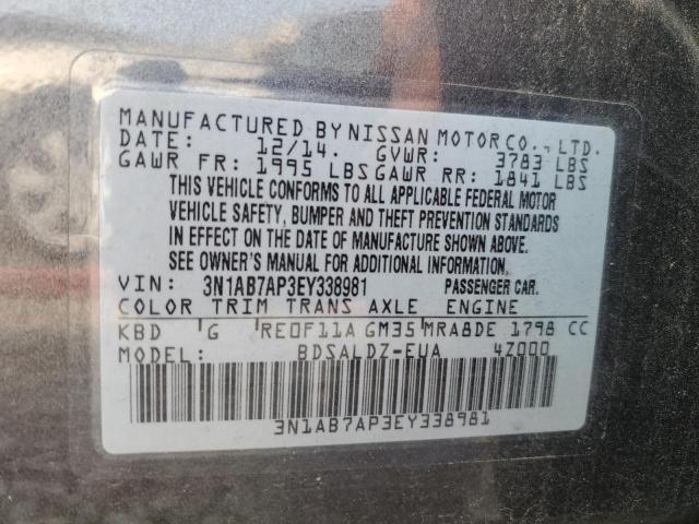 3N1AB7AP3EY338981 Nissan SENTRA S