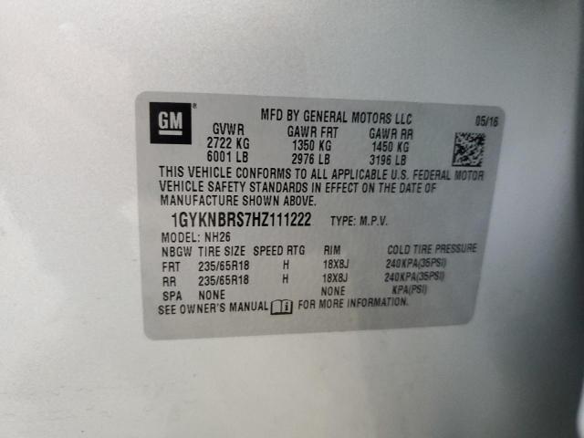 1GYKNBRS7HZ111222 Cadillac XT5 LUXURY