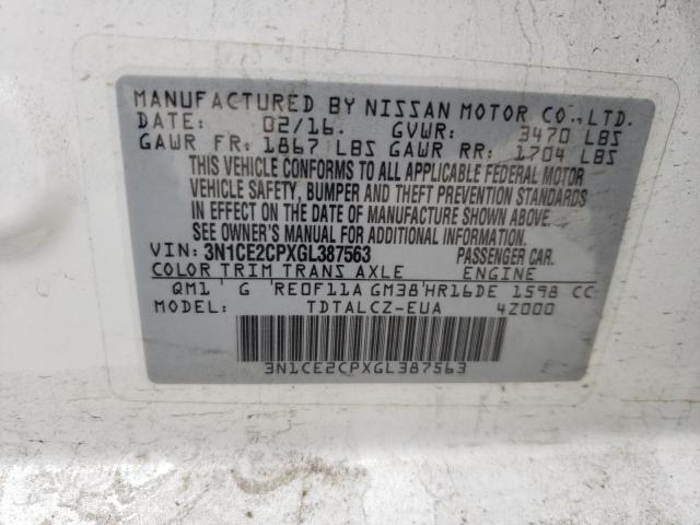 3N1CE2CPXGL387563 Nissan Versa Note S