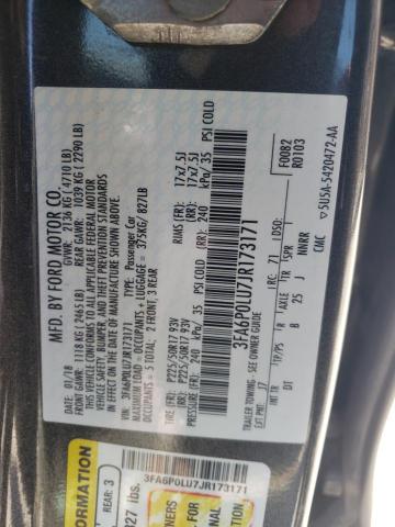 3FA6P0LU7JR173171 Ford Fusion Se Hybrid