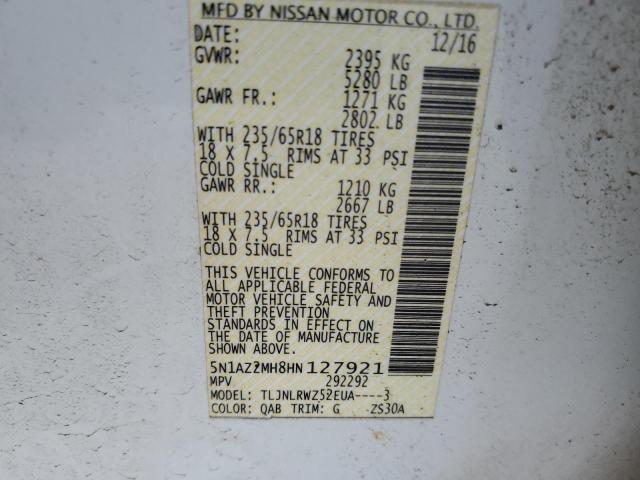 5N1AZ2MH8HN127921 Nissan MURANO S