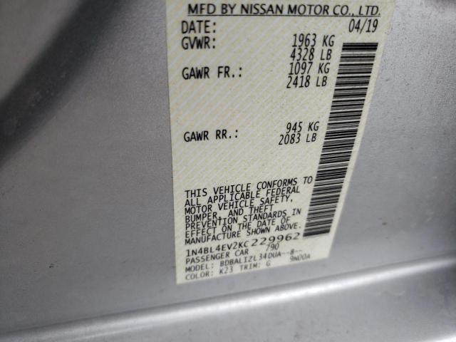 1N4BL4EV2KC229962 Nissan ALTIMA SL