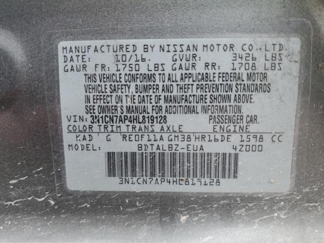 3N1CN7AP4HL819128 Nissan VERSA S