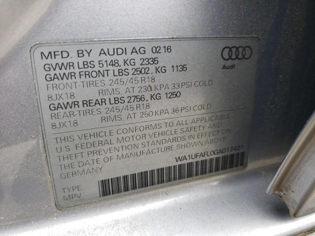 VIN WA1UFAFL0GA017421 2016 Audi A4, Premium Plus no.12