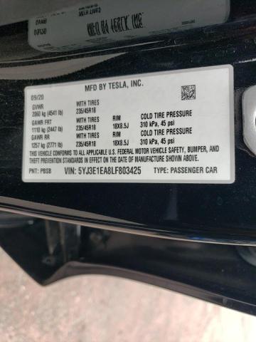 5YJ3E1EA8LF803425 Tesla MODEL 3