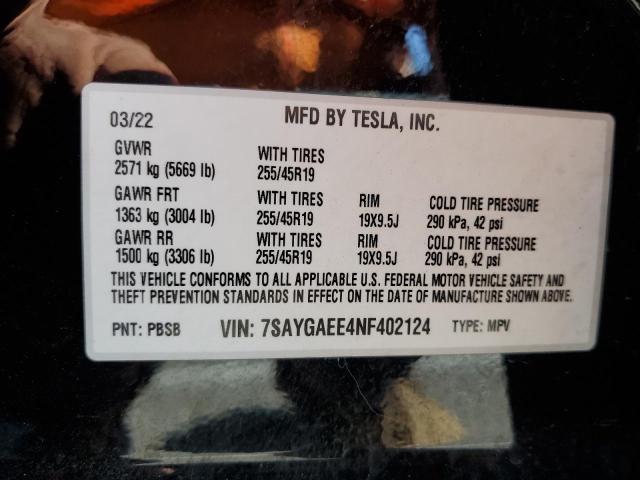 7SAYGAEE4NF402124 Tesla Model Y