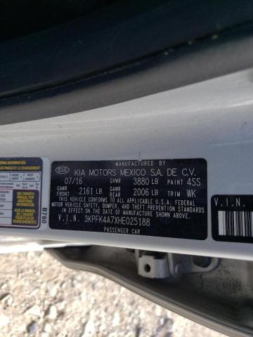 3KPFK4A7XHE025188 KIA FORTE LX