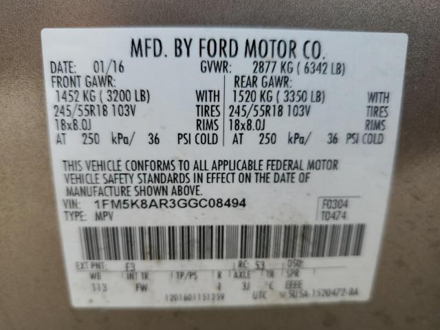 1FM5K8AR3GGC08494 Ford Explorer Police Interceptor