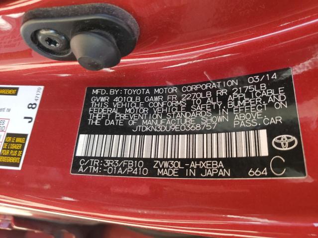 JTDKN3DU9E0368757 Toyota PRIUS