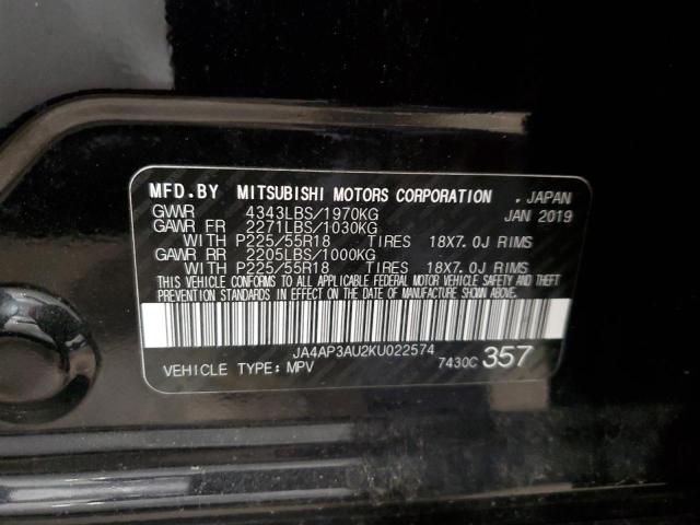 VIN JA4AP3AU2KU022574 2019 MITSUBISHI OUTLANDER no.13