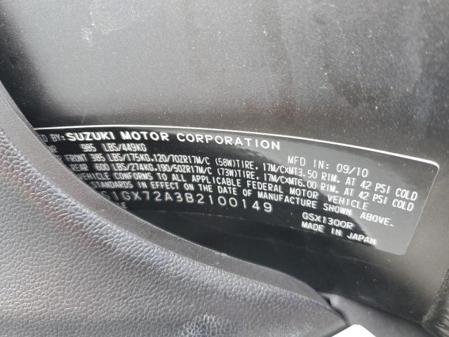 2011 SUZUKI GSX1300 R JS1GX72A3B2100149