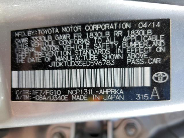 JTDKTUD35ED596783 Toyota Yaris