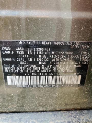 4S4BSETC8H3322106 Subaru Outback Touring