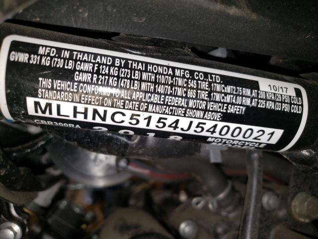 2018 HONDA CBR300 RA MLHNC5154J5400021