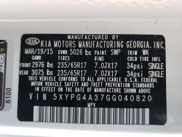 5XYPG4A37GG040820 KIA SORENTO LX