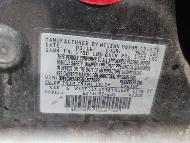 3N1CN7AP5GL877229 Nissan VERSA S