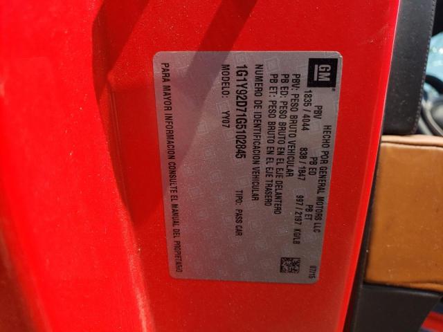 2016 CHEVROLET STINGRAY 1G1Y92D71G5102845