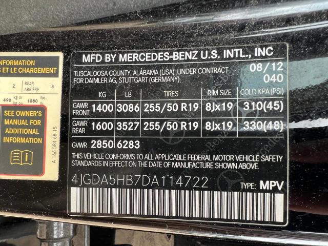 VIN 4JGDA5HB7DA114722 2013 Mercedes-Benz ML-Class, ... no.10