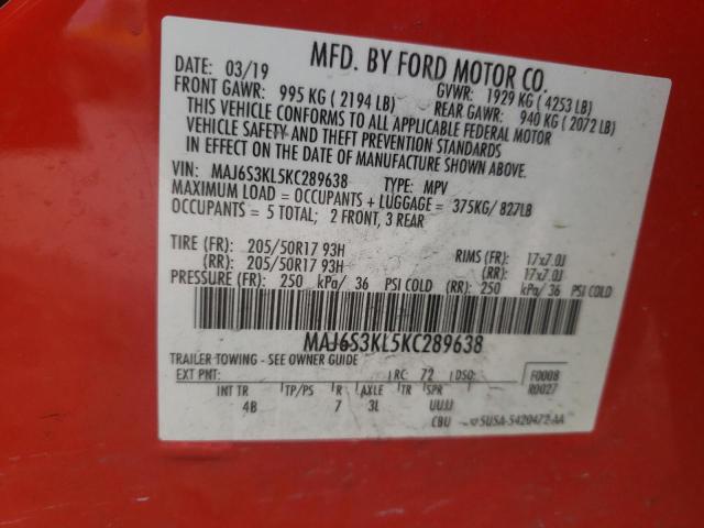 MAJ6S3KL5KC289638 Ford Ecosport Titanium