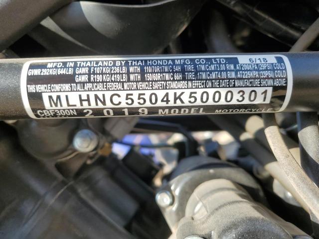 2019 HONDA CBF300 N - MLHNC5504K5000301