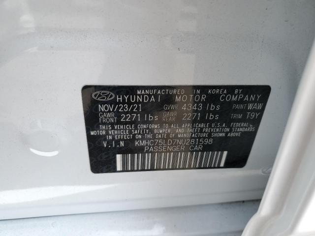 2022 HYUNDAI IONIQ SEL - KMHC75LD7NU281598