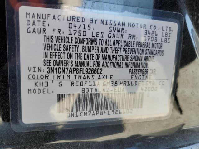 3N1CN7AP8FL926602 Nissan VERSA S