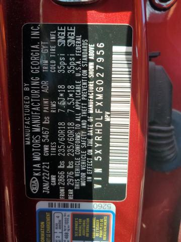 5XYRHDLFXMG027956 KIA SORENTO EX