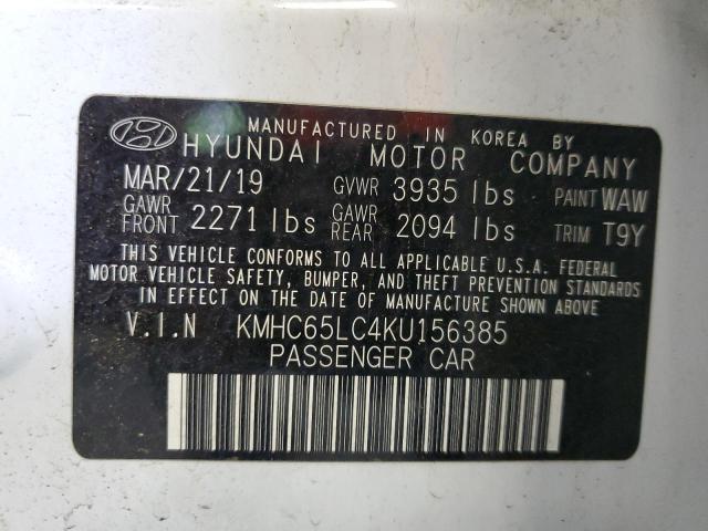 2019 HYUNDAI IONIQ BLUE - KMHC65LC4KU156385