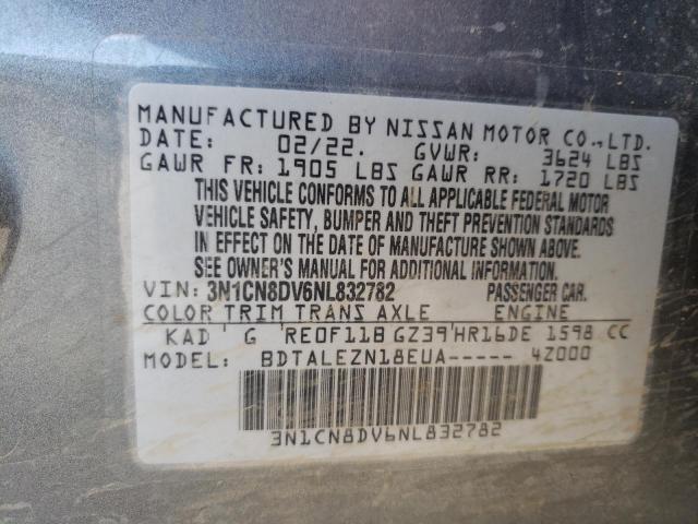 3N1CN8DV6NL832782 Nissan VERSA S