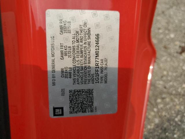 2021 CHEVROLET CAMARO LZ - 1G1FF1R77M0124666