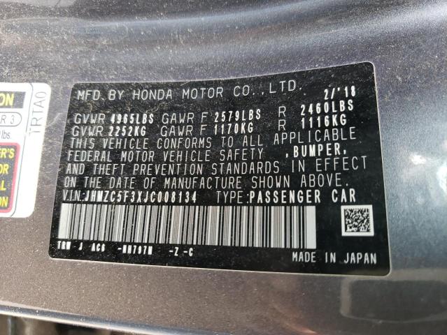 2018 HONDA CLARITY TO - JHMZC5F3XJC008134