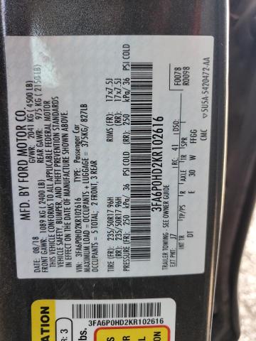 3FA6P0HD2KR102616 Ford FUSION SE