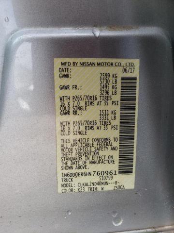 1N6DD0ER6HN760961 Nissan FRONTIER S