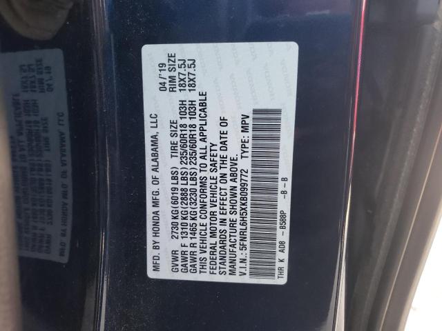 2019 HONDA ODDESEY 5FNRL6H5XKB099772