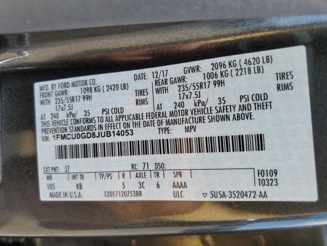 1FMCU0GD8JUB14053 Ford ESCAPE SE