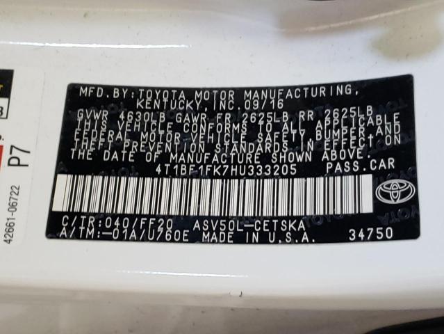 2017 TOYOTA CAMRY 4C 4T1BF1FK7HU333205