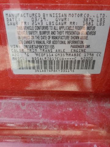 3N1AB7AP8KY331195 Nissan SENTRA S
