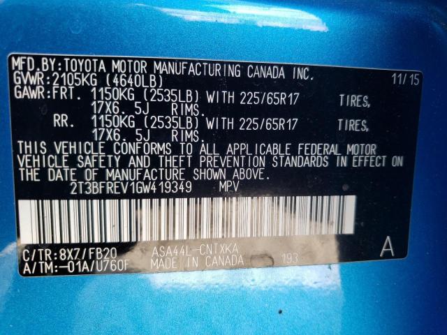 2T3BFREV1GW419349 Toyota RAV4 LE