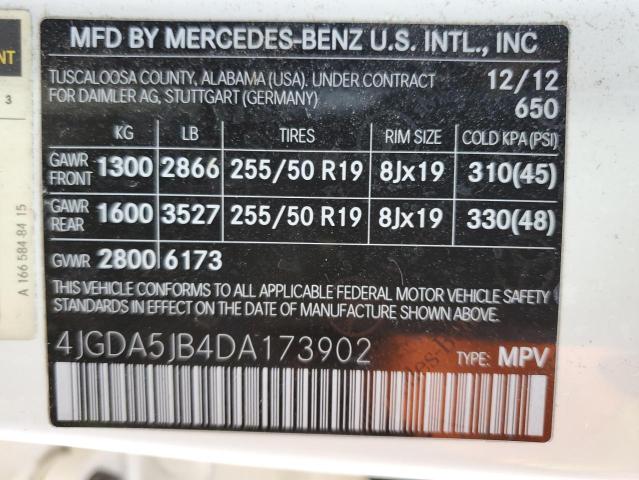 VIN 4JGDA5JB4DA173902 2013 Mercedes-Benz ML-Class, 350 no.13